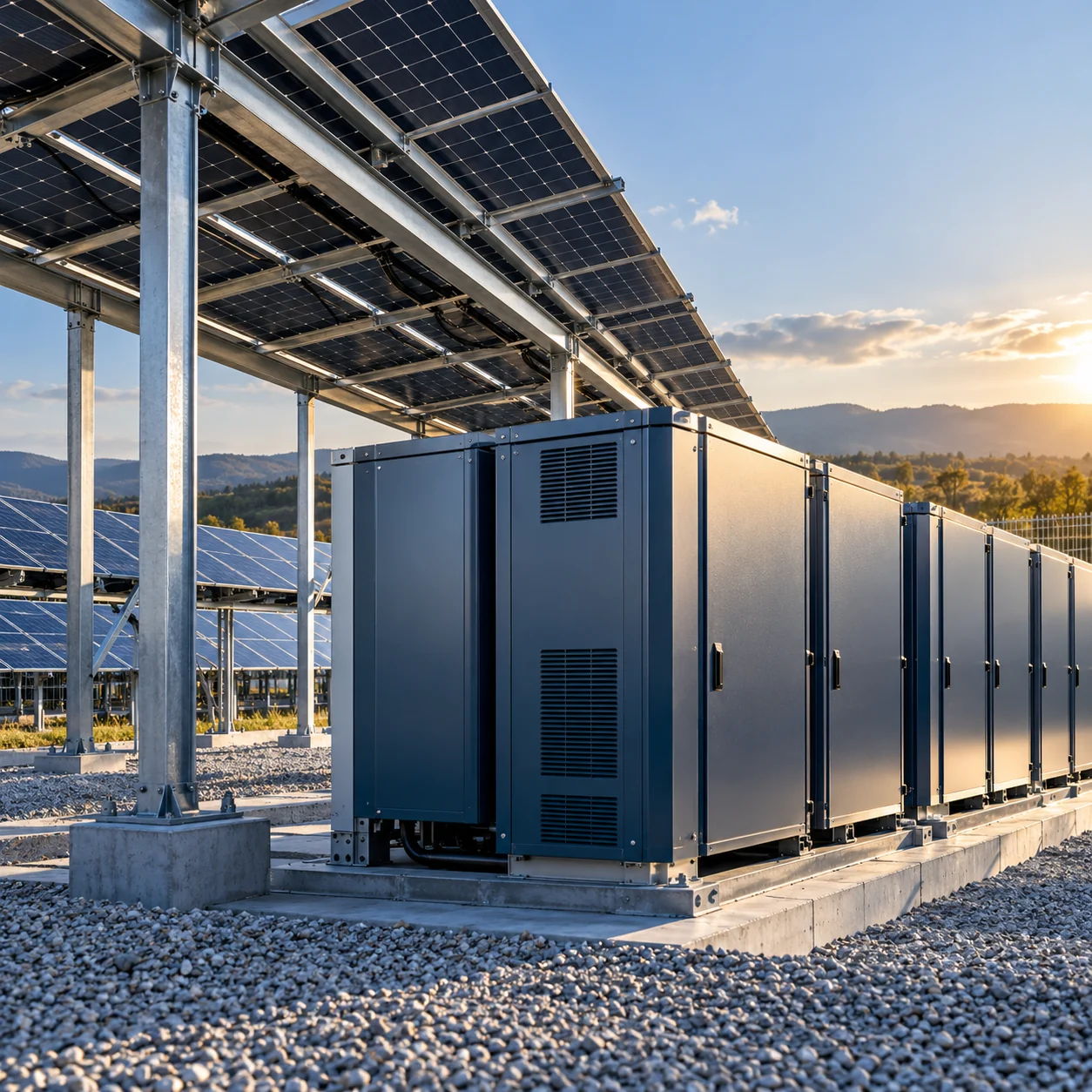 Solar array with industrial battery storage