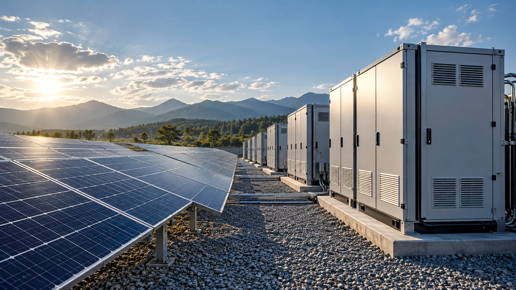Photovoltaic panels and industrial battery storage